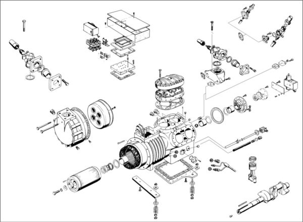 Чертеж поршневого холодильного компрессора Bitzer